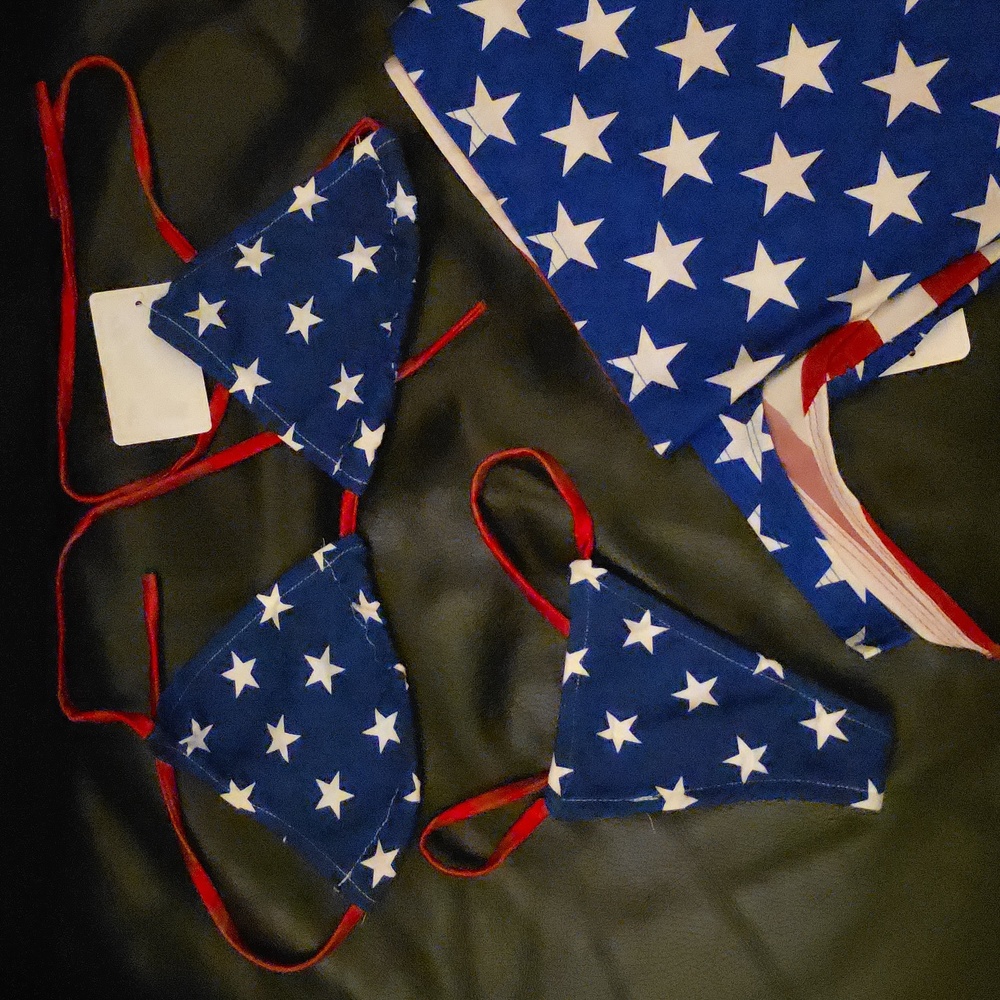 Sexy American Flag Swimsuit Triangle Top And Thong With Coverup 3 Piece